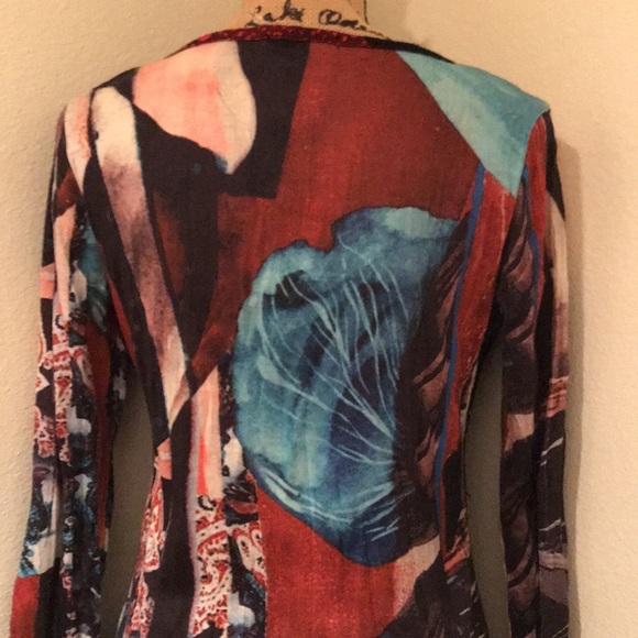 Alberto Makali New York Womens Multi-Color Print Long Sleeve Top-S - Picture 6 of 16